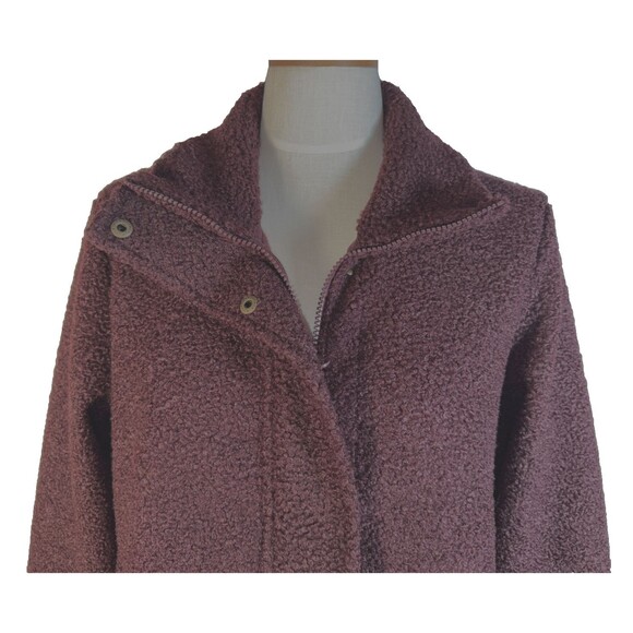NEW Lands End Large Women Boucle Fleece Coat Jacket Burgundy NWT 14-16 - Picture 3 of 12